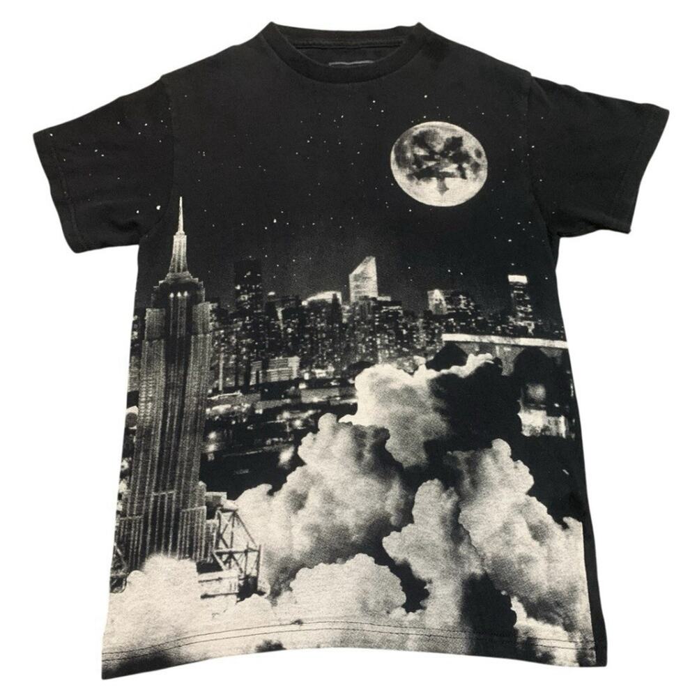 Zoo York T-Shirt City Skyline Black Mens Small Y2K Streetwear
